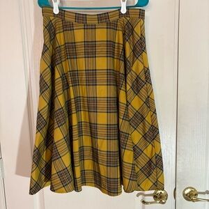 Hell bunny yellow plaid skirt large